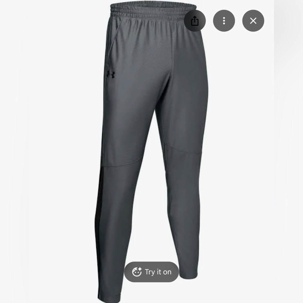 Men's UA Under Armour Gray Athletic Twister Pants Fitted Large Size L